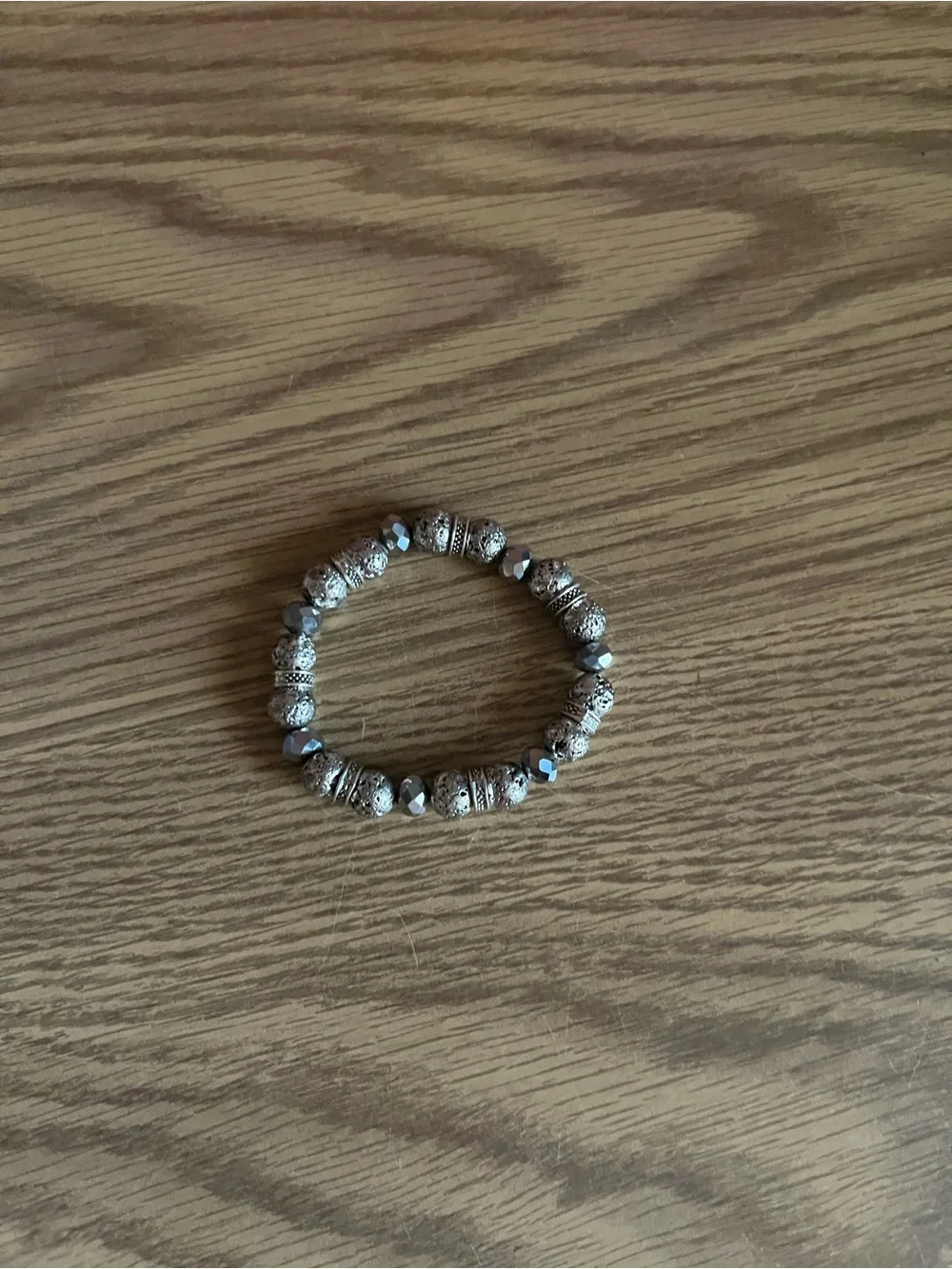 Silver and Gray Beaded Bracelet